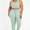 Plus Size French Terry Cropped Tank & Joggers Set – Drawstring Waist