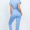 Two-Way Shoulder Drawstring Jumpsuit – Tapered Leg