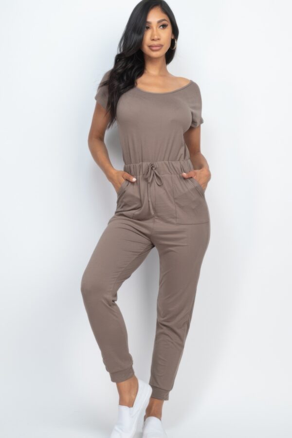 Two-Way Shoulder Drawstring Jumpsuit – Tapered Leg