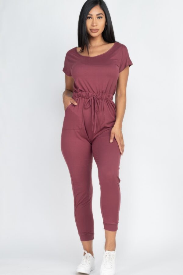 Two-Way Shoulder Drawstring Jumpsuit – Tapered Leg