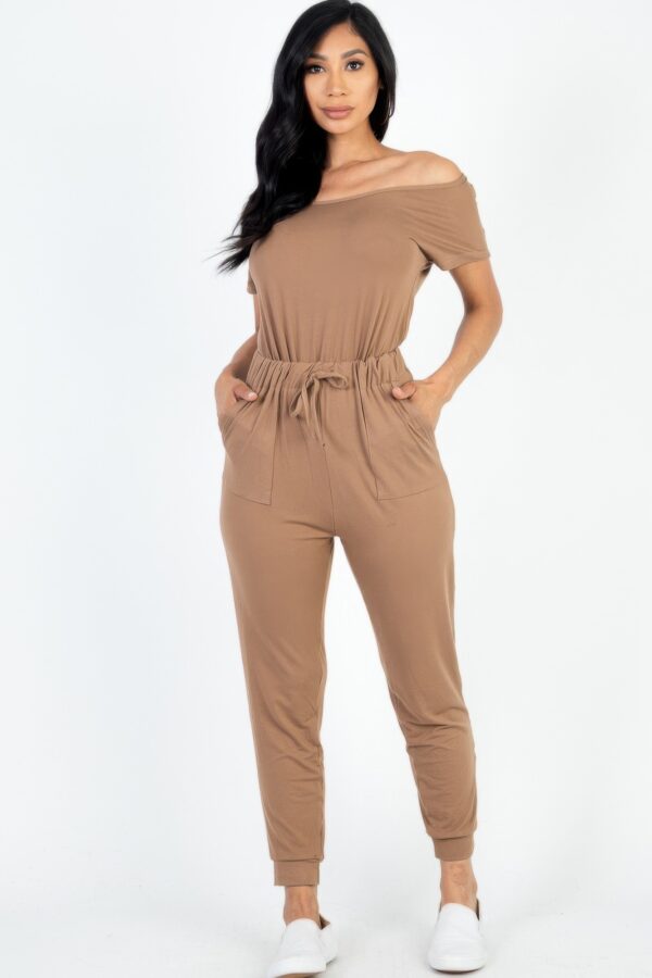 Two-Way Shoulder Drawstring Jumpsuit – Tapered Leg