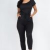 Two-Way Shoulder Drawstring Jumpsuit – Tapered Leg
