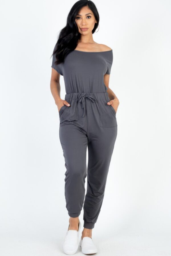Two-Way Shoulder Drawstring Jumpsuit – Tapered Leg