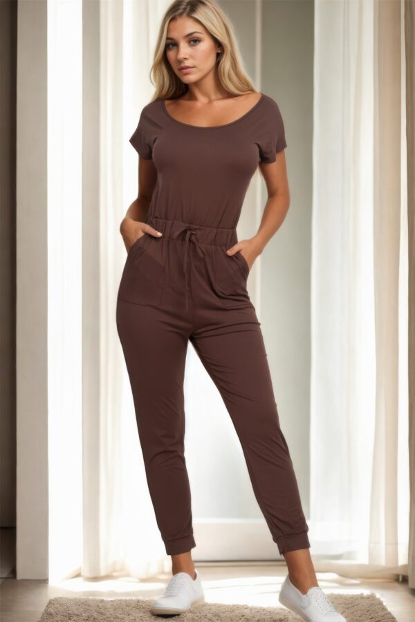 Two-Way Shoulder Drawstring Jumpsuit – Tapered Leg