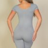 Scoop-Neck Bodycon Romper – Short Sleeve