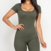 Scoop-Neck Bodycon Romper – Short Sleeve
