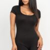 Scoop-Neck Bodycon Romper – Short Sleeve