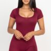 Scoop-Neck Bodycon Romper – Short Sleeve