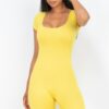 Scoop-Neck Bodycon Romper – Short Sleeve