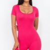 Scoop-Neck Bodycon Romper – Short Sleeve