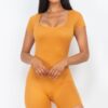 Scoop-Neck Bodycon Romper – Short Sleeve