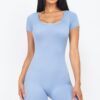 Scoop-Neck Bodycon Romper – Short Sleeve