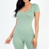 Scoop-Neck Bodycon Romper – Short Sleeve