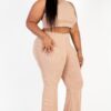 Plus-Size Ribbed Mock Neck Crop Top & Bootcut Pants Set