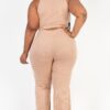 Plus-Size Ribbed Mock Neck Crop Top & Bootcut Pants Set