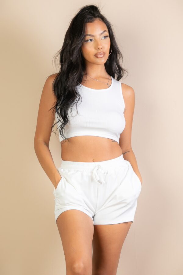 Ribbed Crop Tank & Shorts Set – Stretch Rib Knit
