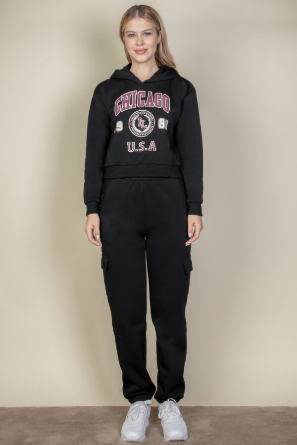 Drop-Shoulder Pullover Hoodie with Chicago Graphic