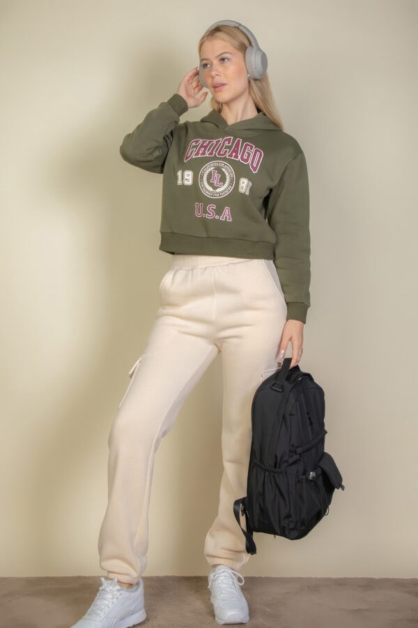 Drop-Shoulder Pullover Hoodie with Chicago Graphic