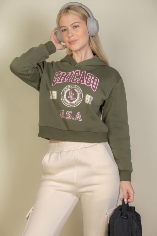 Drop-Shoulder Pullover Hoodie with Chicago Graphic