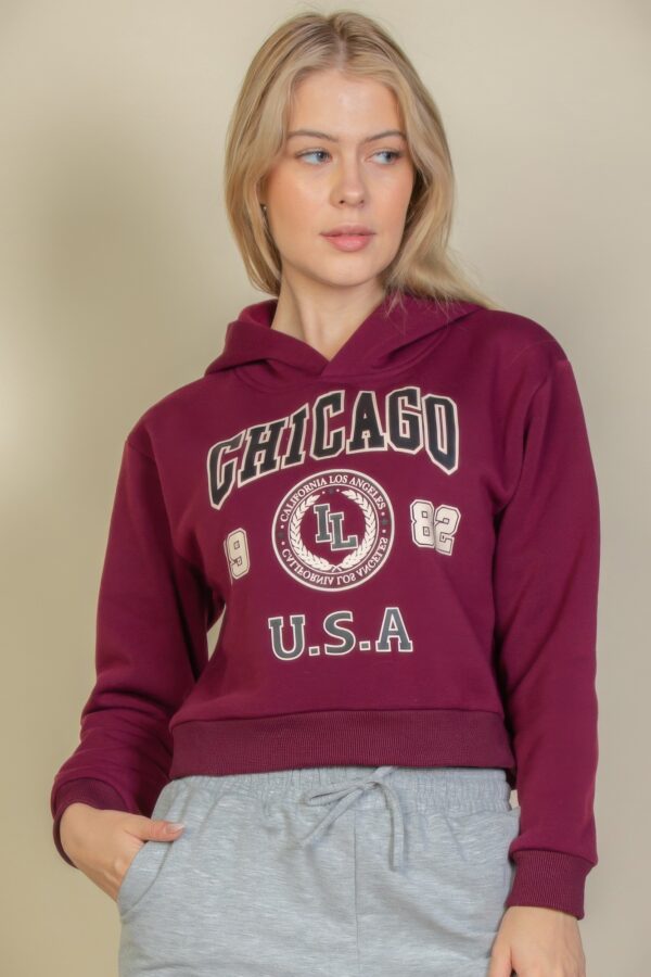 Drop-Shoulder Pullover Hoodie with Chicago Graphic