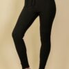 Ribbed Tie-Front Lounge Leggings – Two-Tone Brushed Knit