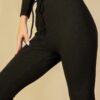 Ribbed Tie-Front Lounge Leggings – Two-Tone Brushed Knit