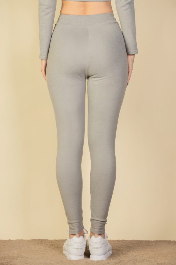Ribbed Tie-Front Lounge Leggings – Two-Tone Brushed Knit