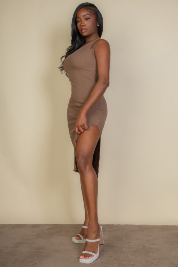 Ribbed Sleeveless Tank Bodycon Midi Dress – Side Slit