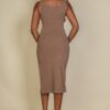 Ribbed Sleeveless Tank Bodycon Midi Dress – Side Slit