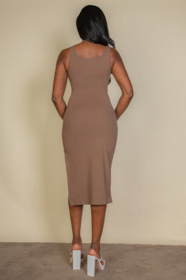 Ribbed Sleeveless Tank Bodycon Midi Dress – Side Slit