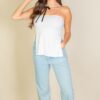 Side Slit Bandeau Tube Top – High-Stretch Rib Knit