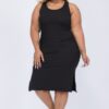 Plus Size Ribbed Tank Midi Dress with Side Slits