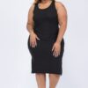 Plus Size Ribbed Tank Midi Dress with Side Slits