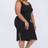 Plus Size Ribbed Tank Midi Dress with Side Slits
