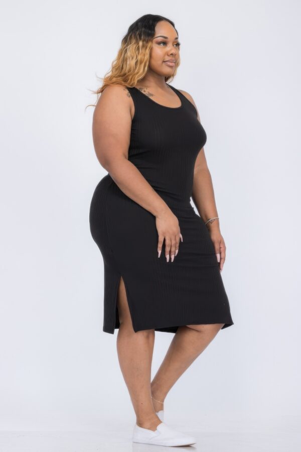 Plus Size Ribbed Tank Midi Dress with Side Slits