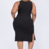 Plus Size Ribbed Tank Midi Dress with Side Slits