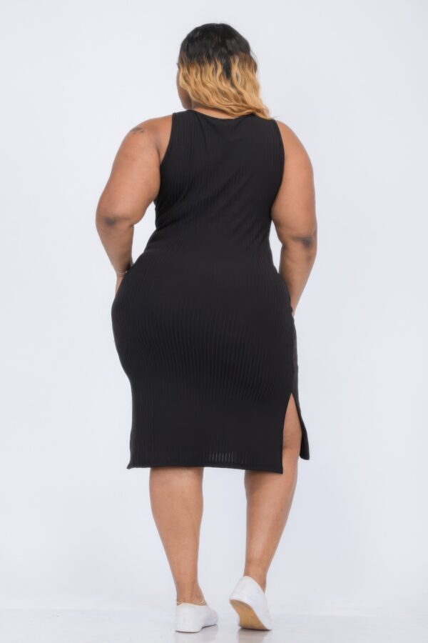 Plus Size Ribbed Tank Midi Dress with Side Slits