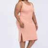 Plus Size Ribbed Tank Midi Dress with Side Slits