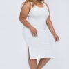 Plus Size Ribbed Tank Midi Dress with Side Slits