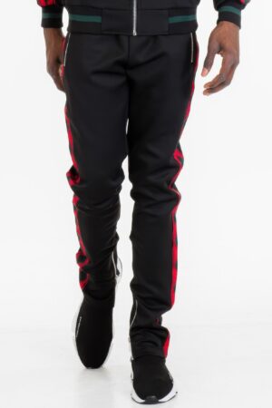 Diamond Tape Track Pants – Side Tape Detail in Black