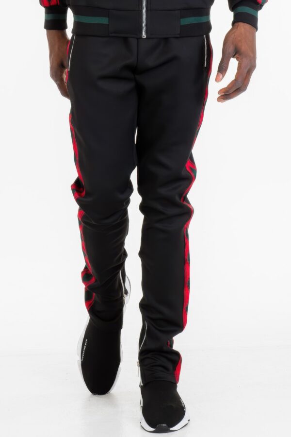 Diamond Tape Track Pants – Side Tape Detail in Black