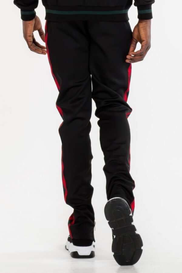 Diamond Tape Track Pants – Side Tape Detail in Black