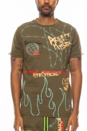 Hype Electric Graphic Tee with Zipper Chest Pocket