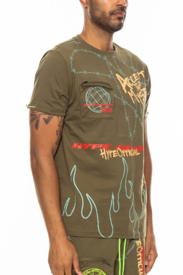 Hype Electric Graphic Tee with Zipper Chest Pocket