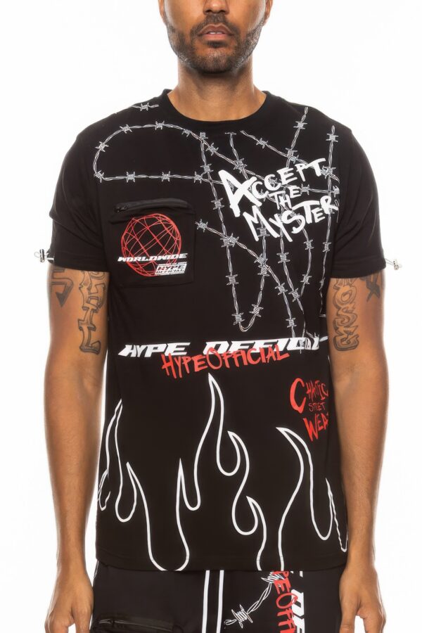 Hype Electric Graphic Tee with Zipper Chest Pocket