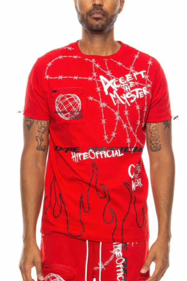 Hype Electric Graphic Tee with Zipper Chest Pocket