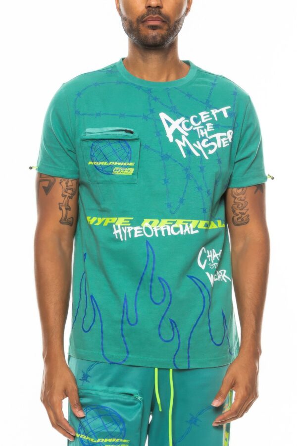 Hype Electric Graphic Tee with Zipper Chest Pocket
