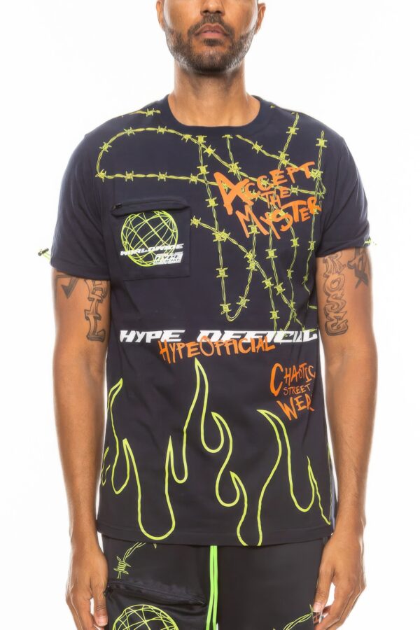 Hype Electric Graphic Tee with Zipper Chest Pocket