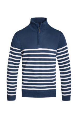 Men’s Quarter-Zip Pullover Sweater – Two-Tone Stripes