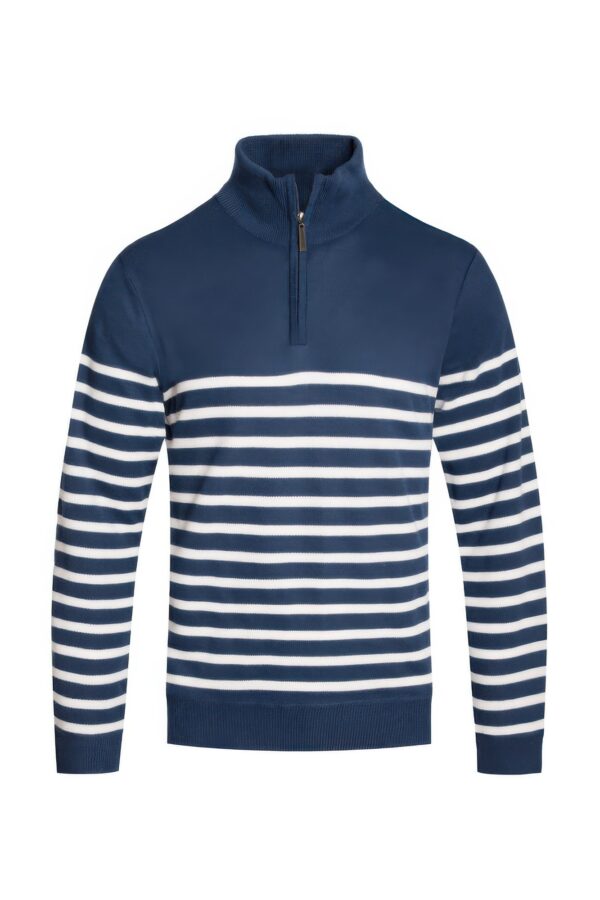 Men’s Quarter-Zip Pullover Sweater – Two-Tone Stripes